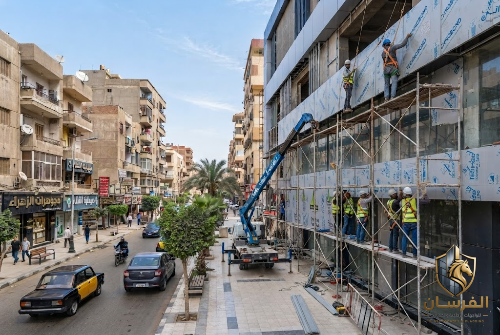 تركيب واجهات كلادينج ألمنيوم كومبوزيت للمباني التجارية بأعلى جودة في مصر